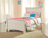 Willowton Whitewash Full Panel Bed and Nightstand from Ashley - Luna Furniture