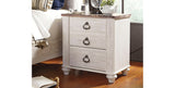 Willowton Full Panel Bed with Nightstand in Whitewash from Ashley - Luna Furniture