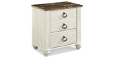 Willowton Whitewash Queen Sleigh Bed and Nightstand from Ashley - Luna Furniture