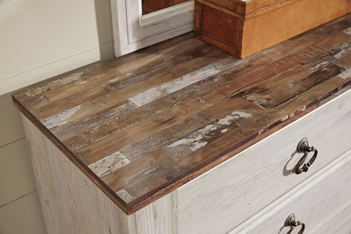 Willowton Whitewash Dresser and Mirror from Ashley - Luna Furniture