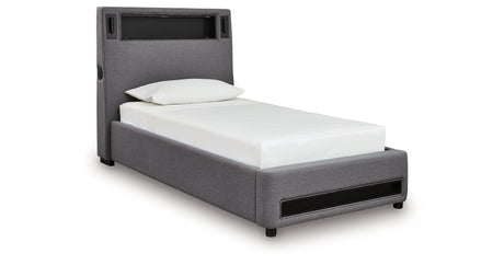 Verishaw Gray Twin Upholstered Bed from Ashley - Luna Furniture