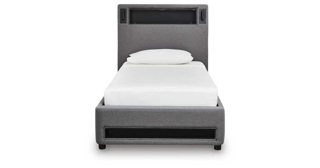 Verishaw Gray Twin Upholstered Bed from Ashley - Luna Furniture