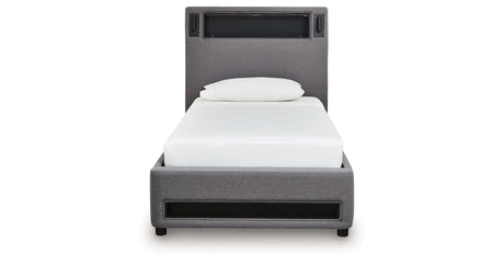 Verishaw Gray Twin Upholstered Bed from Ashley - Luna Furniture