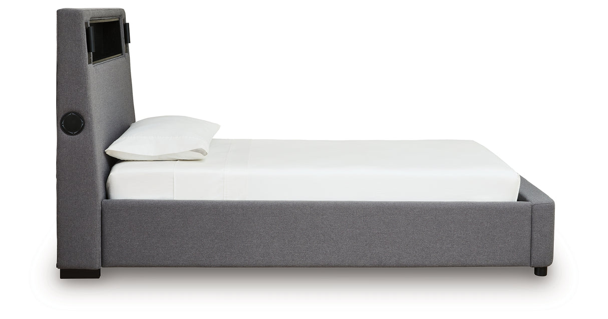 Verishaw Gray Twin Upholstered Bed from Ashley - Luna Furniture