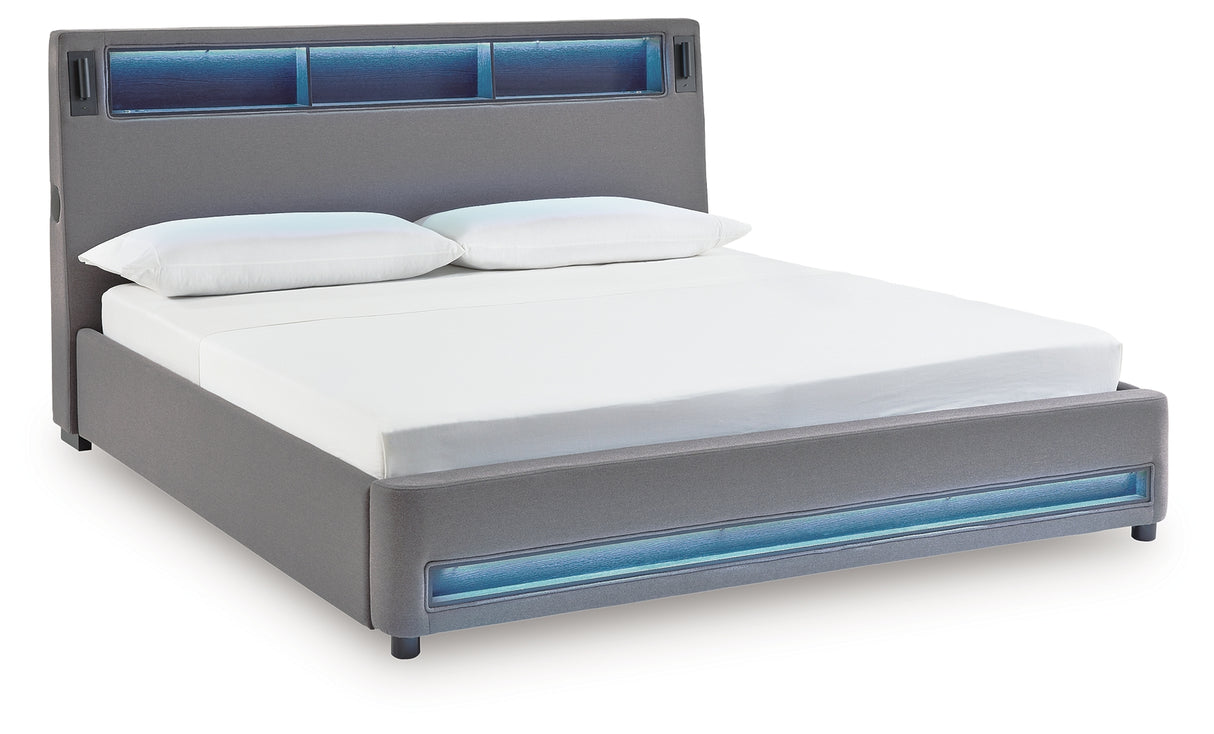 Verishaw Gray King Upholstered Bed from Ashley - Luna Furniture