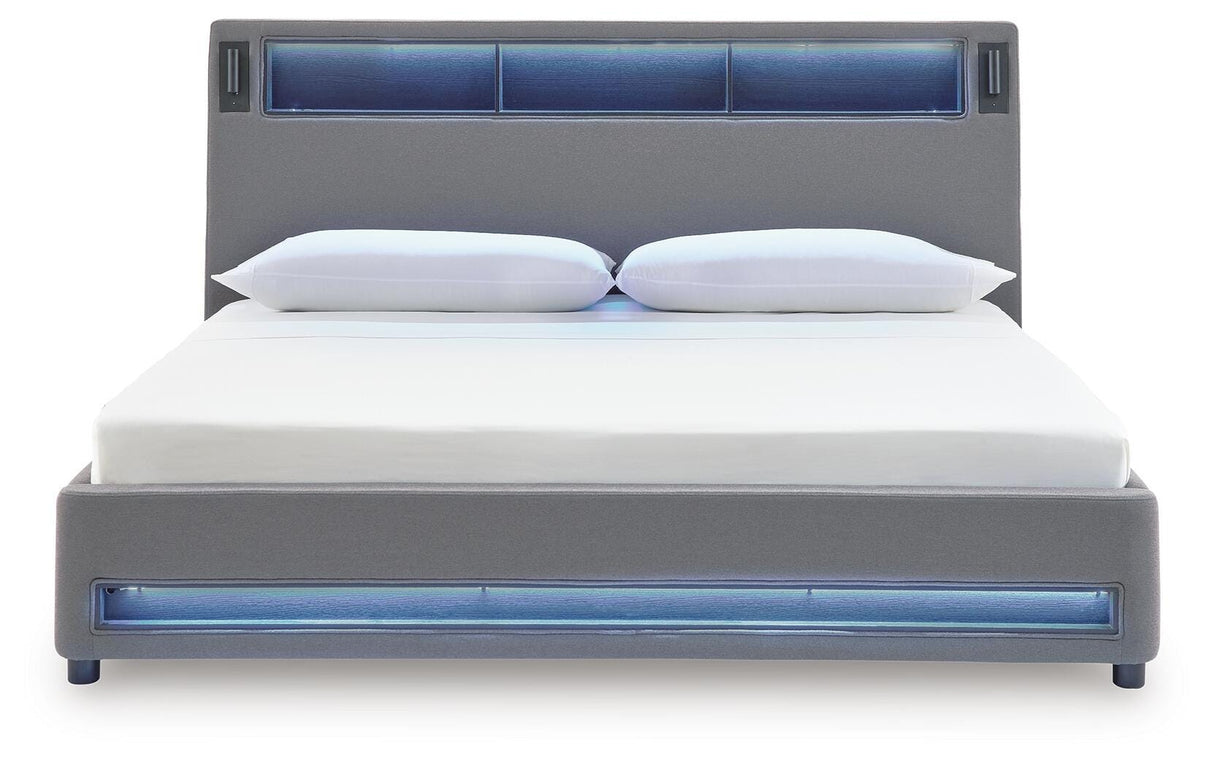Verishaw Gray King Upholstered Bed from Ashley - Luna Furniture