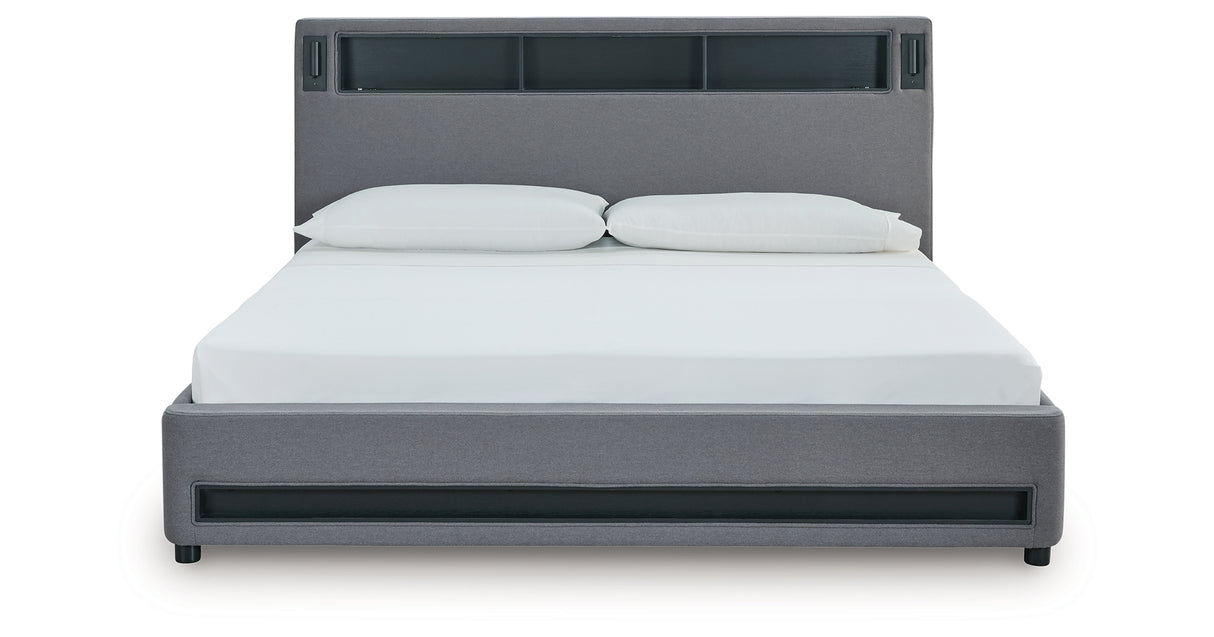 Verishaw Gray King Upholstered Bed from Ashley - Luna Furniture