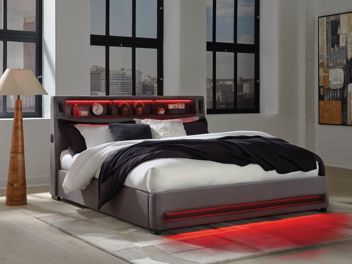Verishaw Gray King Upholstered Bed from Ashley - Luna Furniture