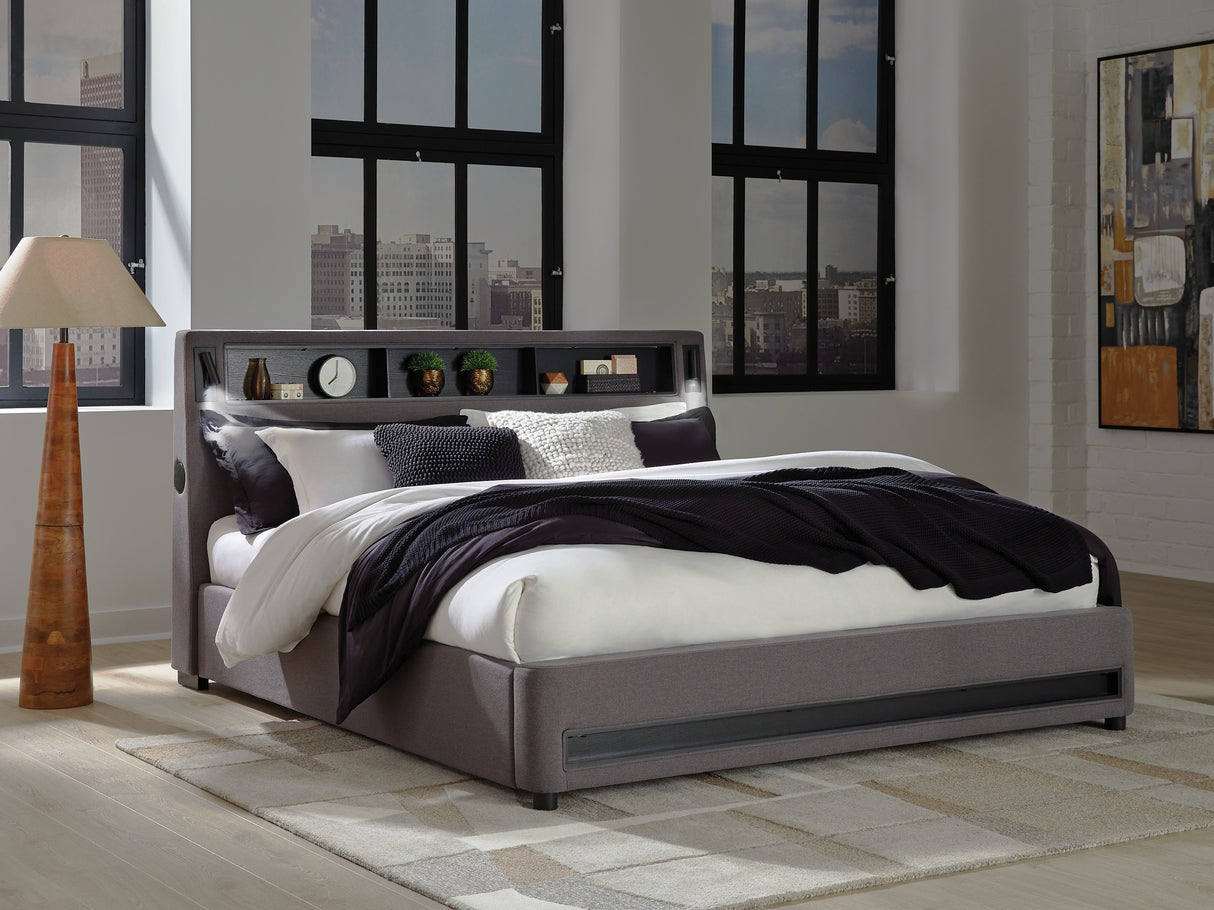 Verishaw Gray King Upholstered Bed from Ashley - Luna Furniture
