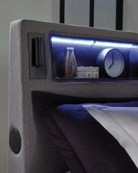 Verishaw Gray California King Upholstered Bed from Ashley - Luna Furniture