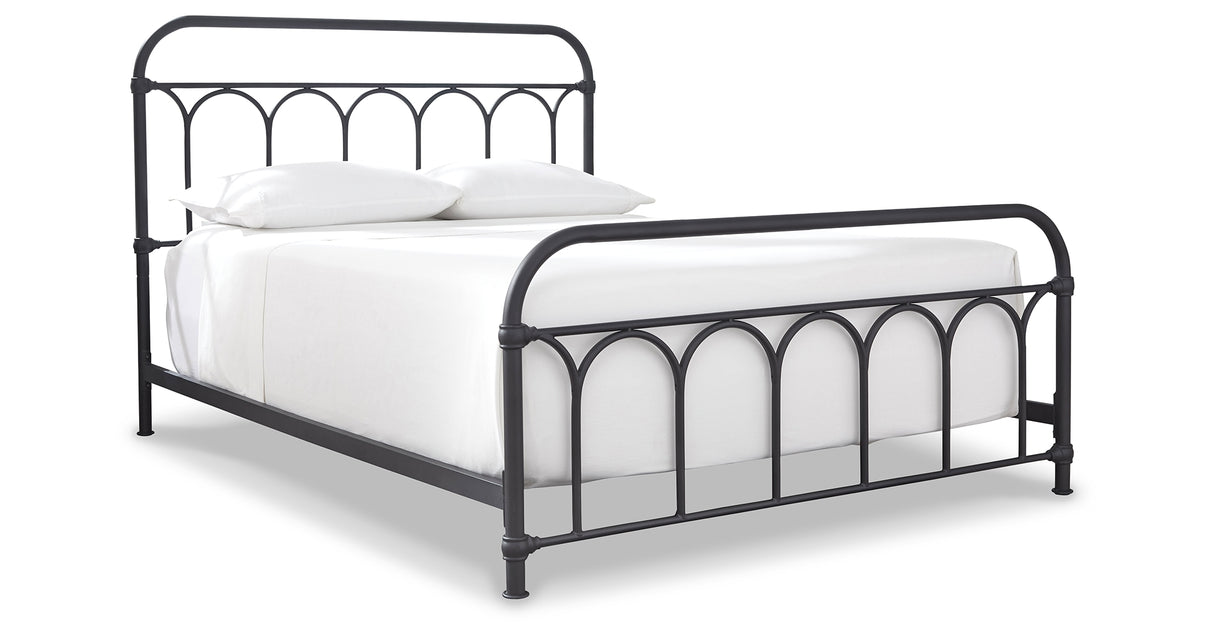 Nashburg Queen Metal Bed with Mattress in Black from Ashley Furniture - Luna Furniture