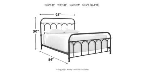 Nashburg Queen Metal Bed with Mattress in Black from Ashley Furniture - Luna Furniture