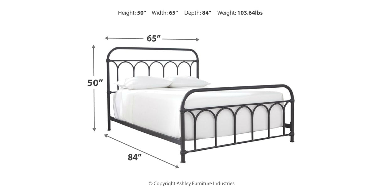 Nashburg Queen Metal Bed with Mattress in Black from Ashley Furniture - Luna Furniture