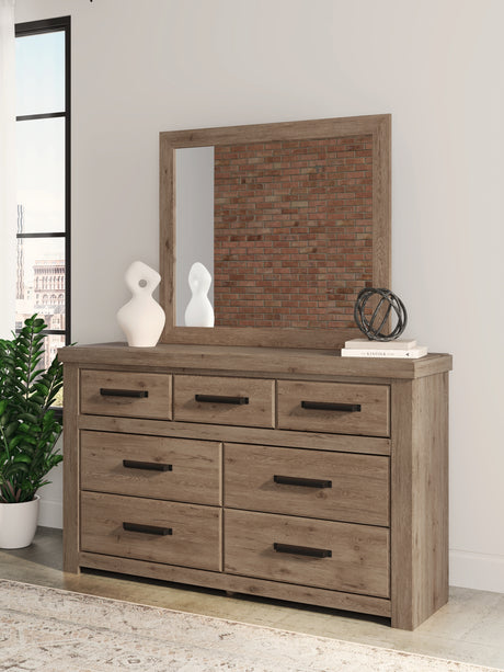 Oliandon Light Brown Dresser and Mirror from Ashley Furniture - Luna Furniture