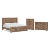Oliandon Light Brown King Panel Storage Bed, Dresser and Chest from Ashley - Luna Furniture