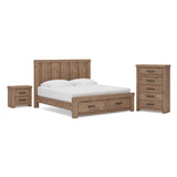 Oliandon Light Brown King Panel Storage Bed, Chest and Nightstand from Ashley - Luna Furniture