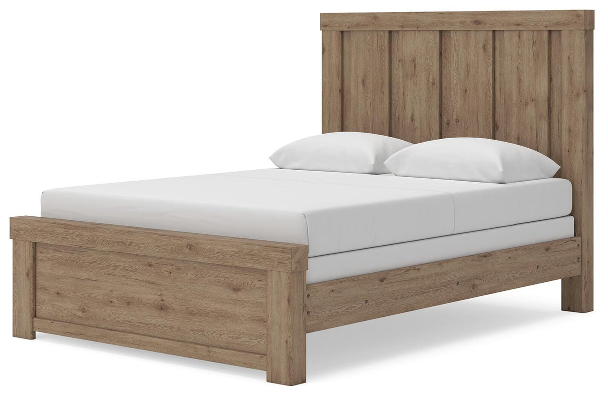 Oliandon Light Brown Queen Panel Bed from Ashley Furniture - Luna Furniture