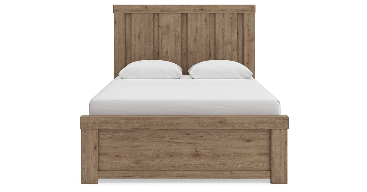 Oliandon Light Brown Queen Panel Bed from Ashley Furniture - Luna Furniture
