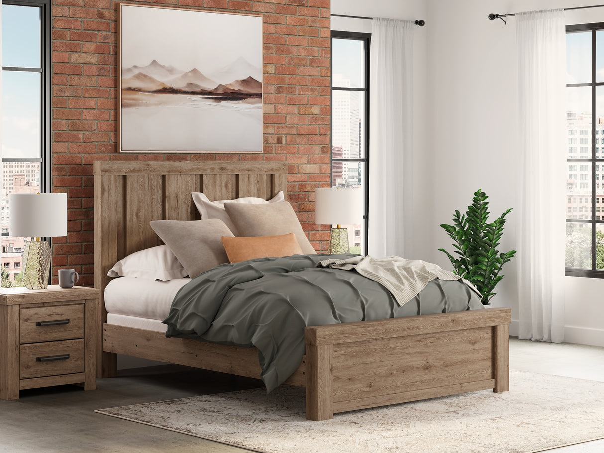 Oliandon Light Brown Queen Panel Bed from Ashley Furniture - Luna Furniture