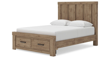Oliandon Light Brown Queen Panel Storage Bed from Ashley Furniture - Luna Furniture