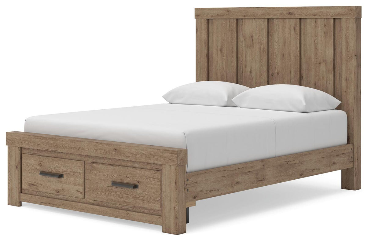 Oliandon Light Brown Queen Panel Storage Bed from Ashley Furniture - Luna Furniture