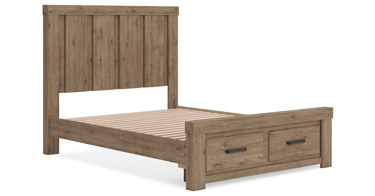 Oliandon Light Brown Queen Panel Storage Bed from Ashley Furniture - Luna Furniture