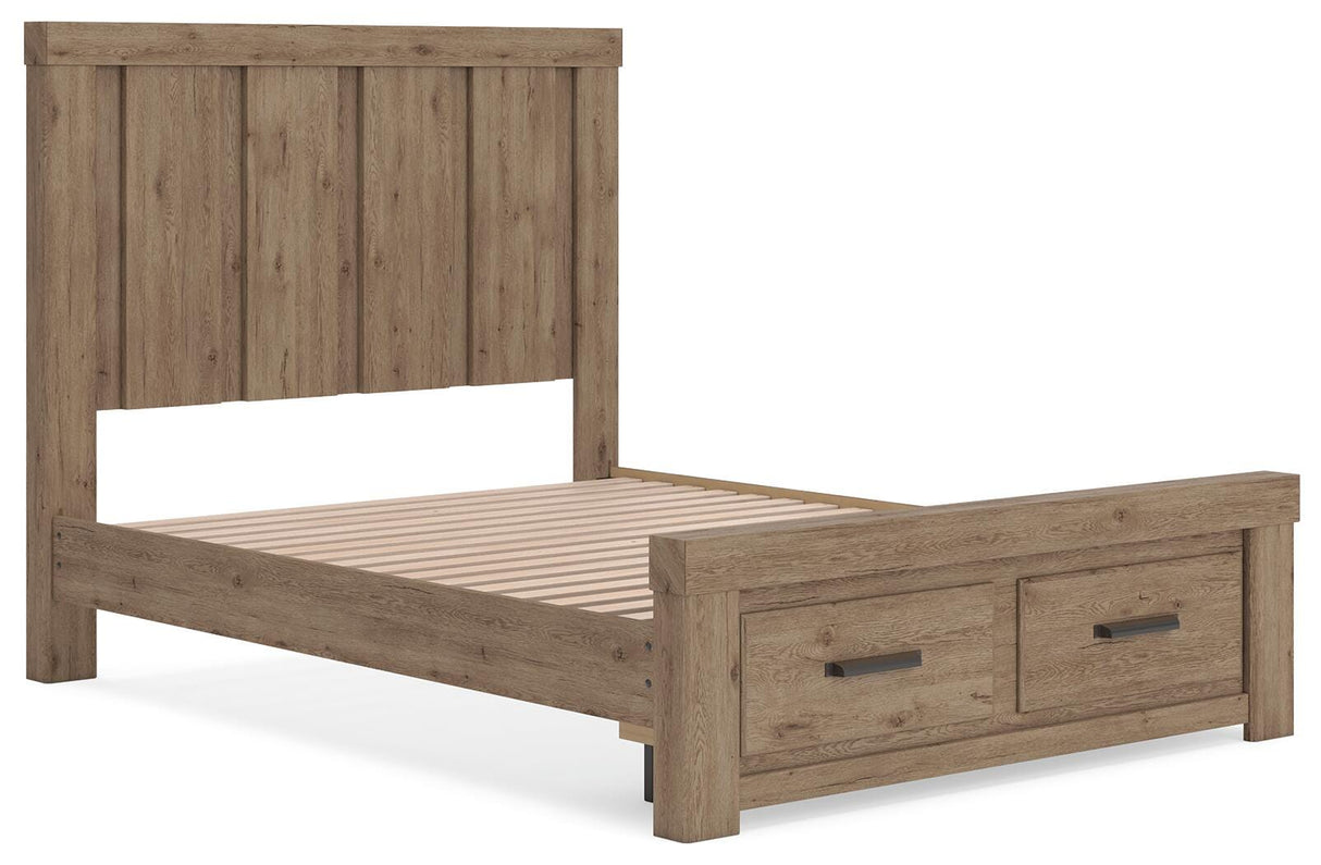 Oliandon Light Brown Queen Panel Storage Bed from Ashley Furniture - Luna Furniture