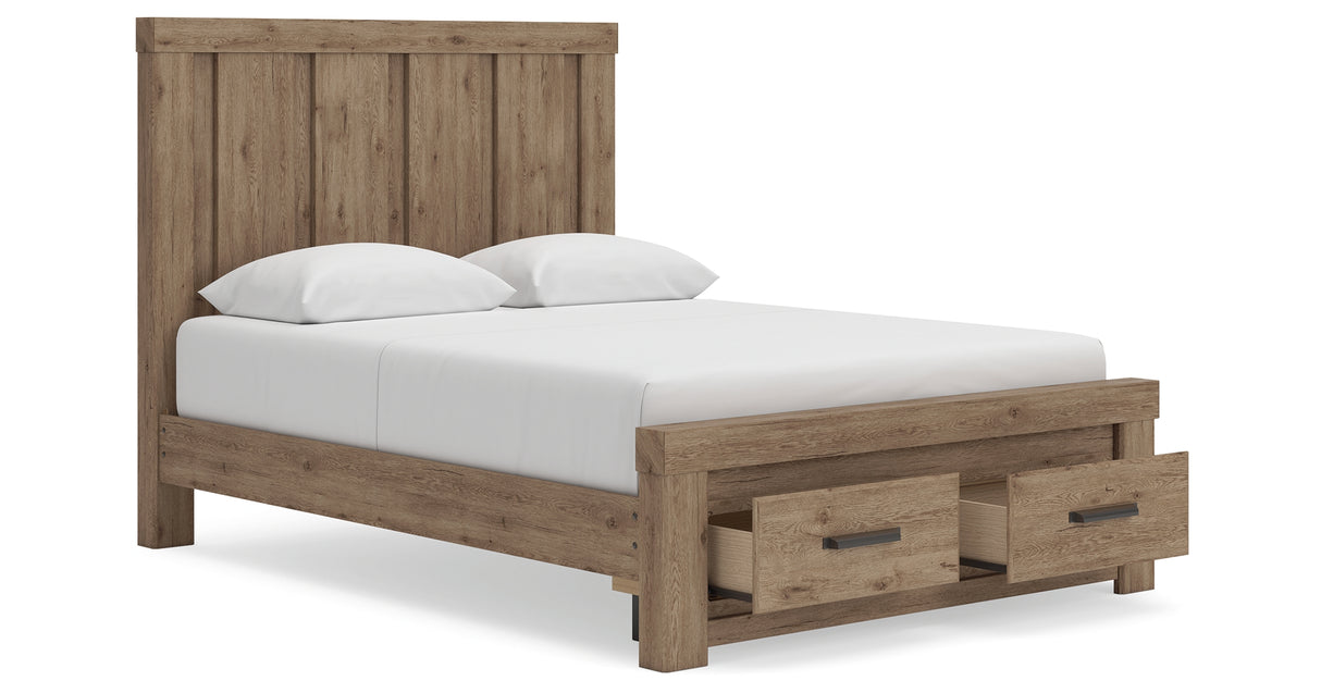 Oliandon Light Brown Queen Panel Storage Bed from Ashley Furniture - Luna Furniture