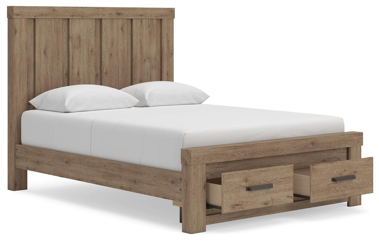 Oliandon Light Brown Queen Panel Storage Bed from Ashley Furniture - Luna Furniture