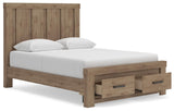 Oliandon Light Brown Queen Panel Storage Bed from Ashley Furniture - Luna Furniture