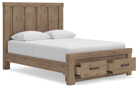 Oliandon Light Brown Queen Panel Storage Bed from Ashley Furniture - Luna Furniture