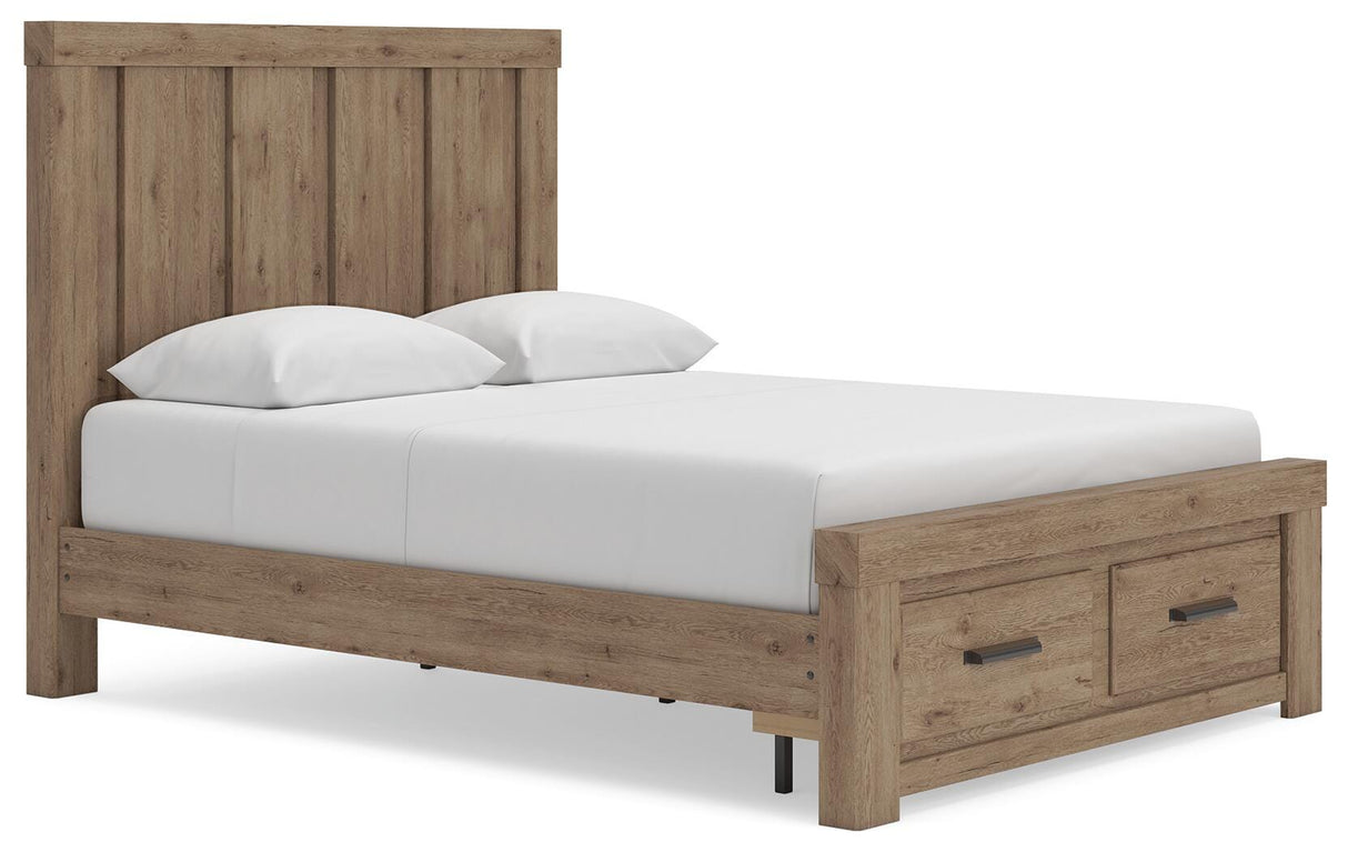 Oliandon Light Brown Queen Panel Storage Bed from Ashley Furniture - Luna Furniture