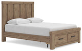 Oliandon Light Brown Queen Panel Storage Bed from Ashley Furniture - Luna Furniture