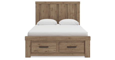 Oliandon Light Brown Queen Panel Storage Bed from Ashley Furniture - Luna Furniture