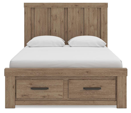 Oliandon Light Brown Queen Panel Storage Bed from Ashley Furniture - Luna Furniture
