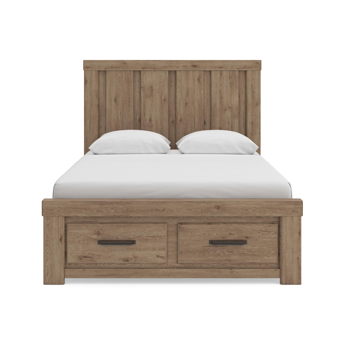Oliandon Light Brown Queen Panel Storage Bed, Dresser and Mirror from Ashley - Luna Furniture