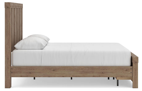 Oliandon Light Brown Queen Panel Storage Bed from Ashley Furniture - Luna Furniture