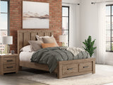 Oliandon Light Brown Queen Panel Storage Bed from Ashley Furniture - Luna Furniture