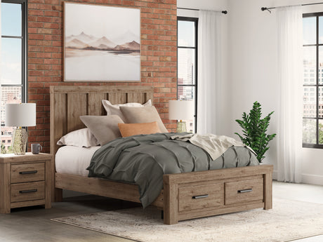 Oliandon Light Brown Queen Panel Storage Bed from Ashley Furniture - Luna Furniture
