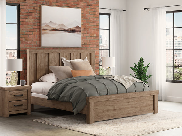 Oliandon Light Brown King Panel Bed