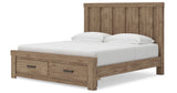 Oliandon Light Brown King Panel Storage Bed from Ashley Furniture - Luna Furniture