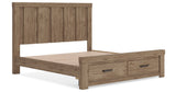 Oliandon Light Brown King Panel Storage Bed from Ashley Furniture - Luna Furniture