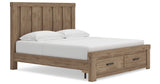 Oliandon Light Brown King Panel Storage Bed from Ashley Furniture - Luna Furniture