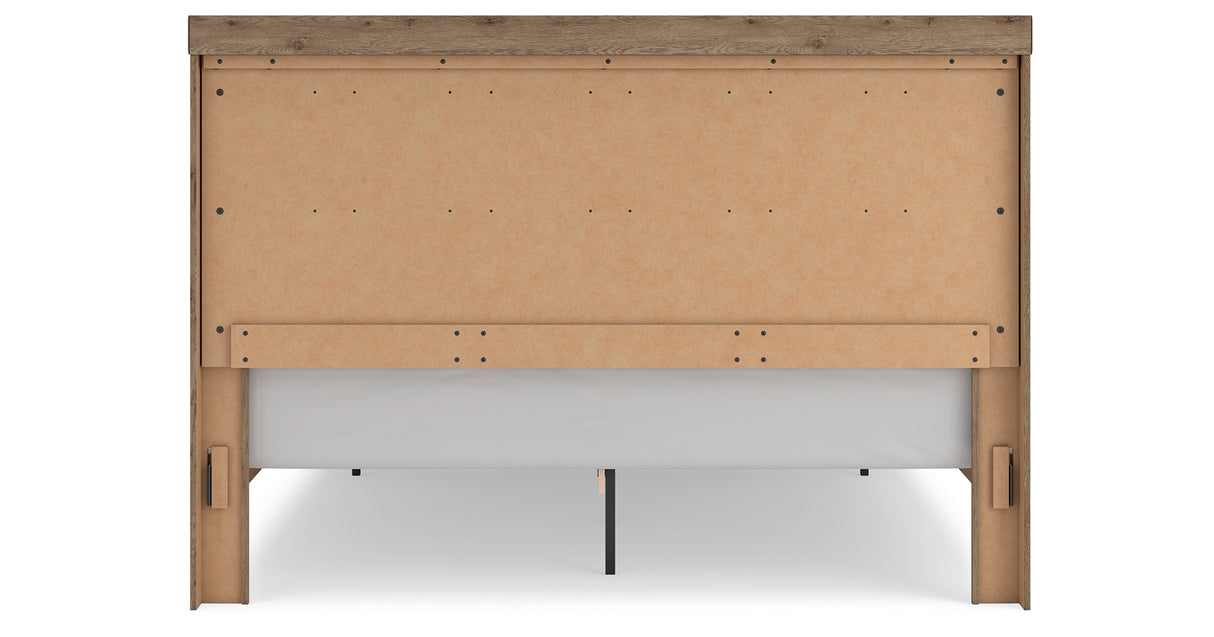 Oliandon Light Brown King Panel Storage Bed from Ashley Furniture - Luna Furniture