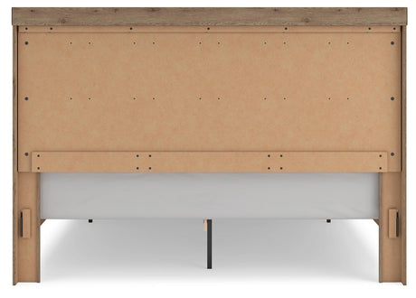 Oliandon Light Brown King Panel Storage Bed from Ashley Furniture - Luna Furniture