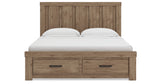 Oliandon Light Brown King Panel Storage Bed from Ashley Furniture - Luna Furniture