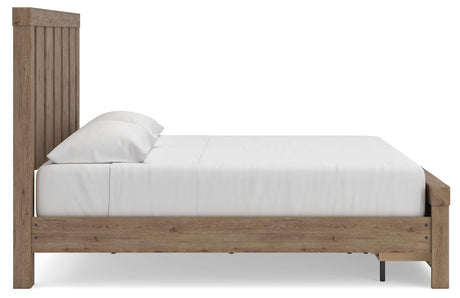 Oliandon Light Brown King Panel Storage Bed from Ashley Furniture - Luna Furniture