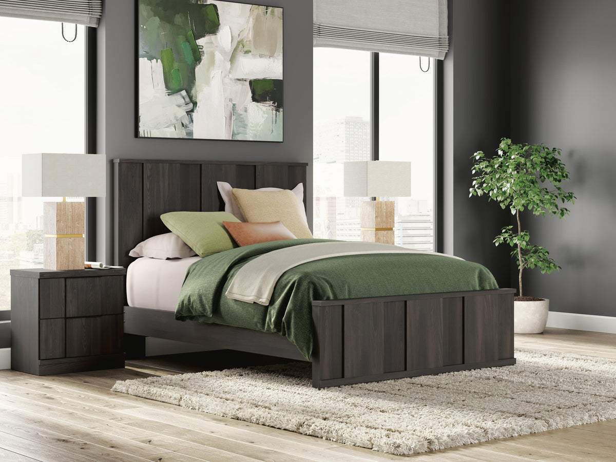 Shaehartin Dark Brown Queen Panel Platform Bed from Ashley - Luna Furniture