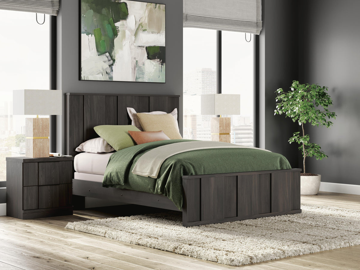 Shaehartin Dark Brown Queen Panel Bed from Ashley - Luna Furniture