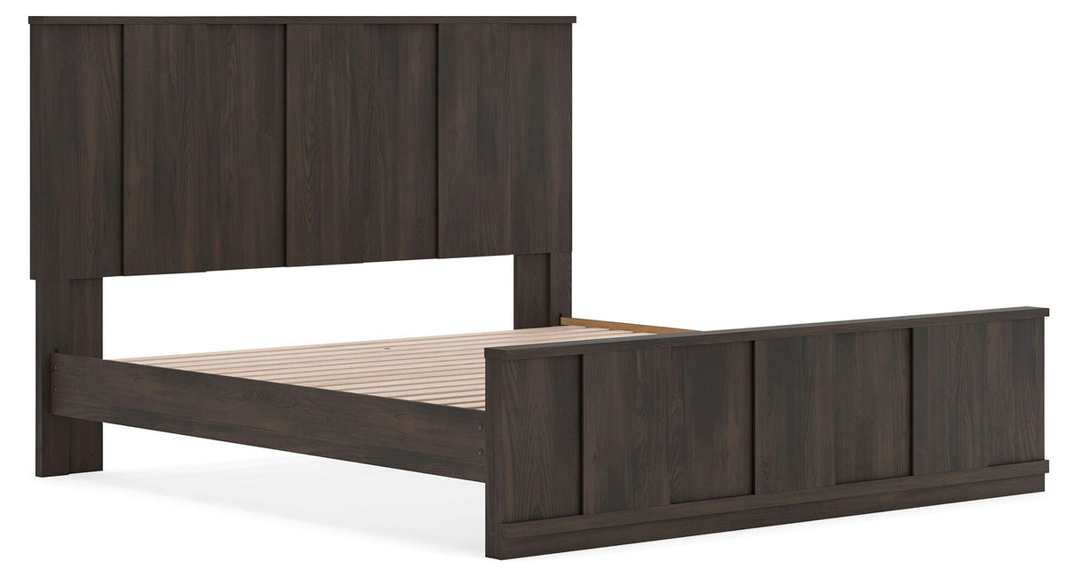 Shaehartin Dark Brown King Panel Platform Bed from Ashley - Luna Furniture